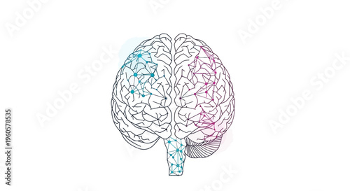 Abstract Brain Network Connection, Neural Pathways, Digital Mind Concept