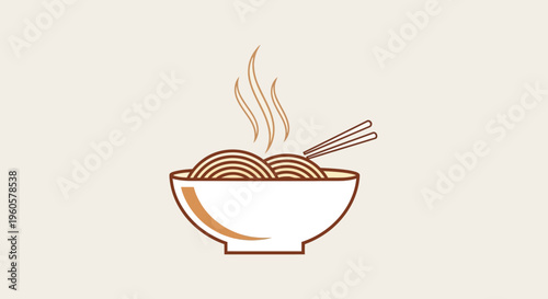 Steaming Bowl of Noodles with Chopsticks - Delicious Asian Food Icon