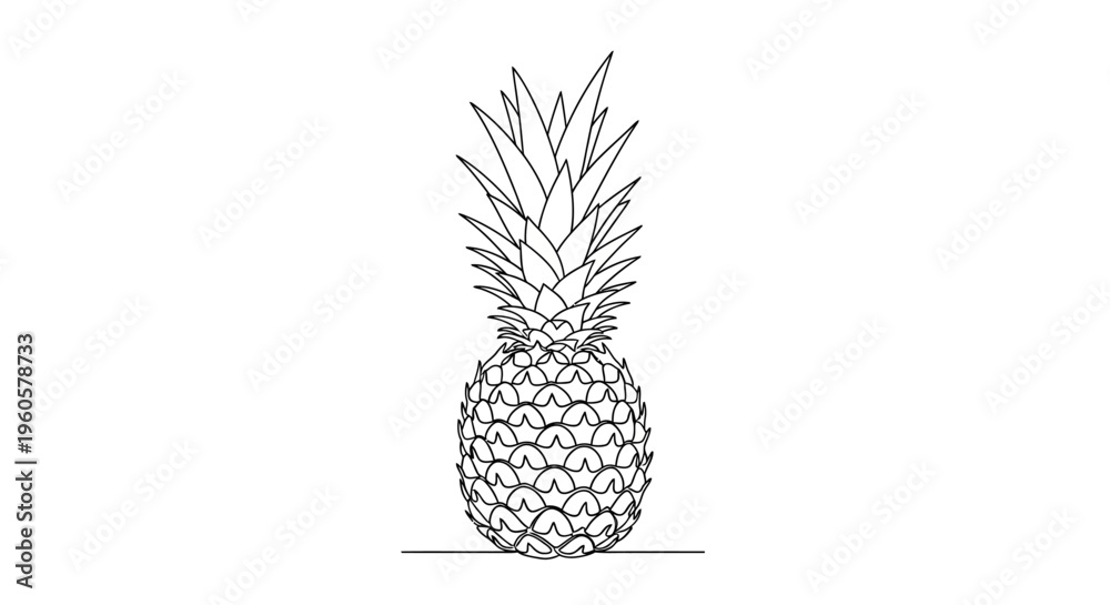 Obraz premium Pineapple Outline Drawing on White Background