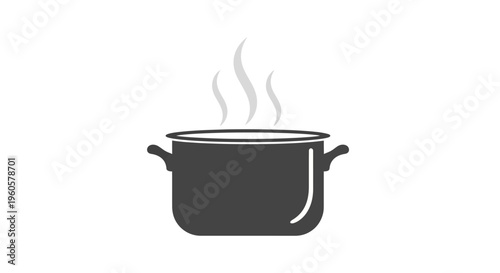 Steaming Pot Icon: Hot Food Cooking, Culinary Heat, Kitchenware, Restaurant, Home Cooking