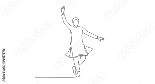 Joyful person dancing in a simple line art style, celebrating