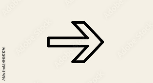 Black Arrow Icon Pointing Right on Beige Background, Next Step Forward Concept