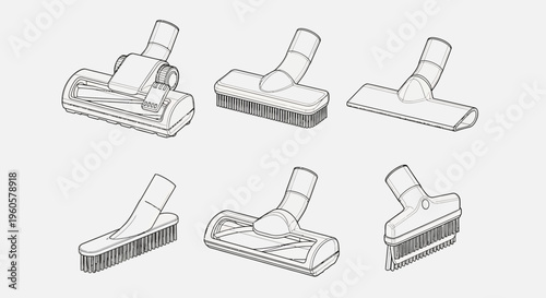 Set of Vacuum Cleaner Attachments: Brushes and Nozzles for Cleaning Tools