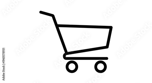 Simple shopping cart icon, outline of a grocery trolley, e-commerce symbol, retail and purchase concept
