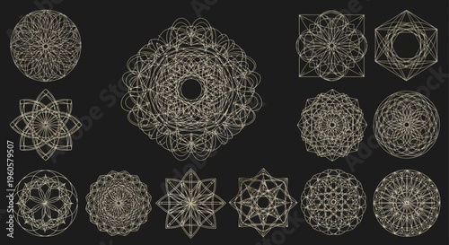 Esoteric Geometric Patterns Collection: Sacred Geometry Symbols and Mandalas