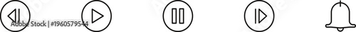 Set of media player icons simple vector controls for audio 