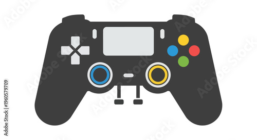 Modern Game Controller Icon, Gaming Technology, Entertainment Device, Vector Illustration