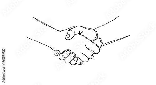 Handshake illustration, partnership and agreement concept, simple line art