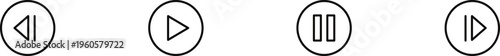 Set of media player icons play pause stop fast forward rewind