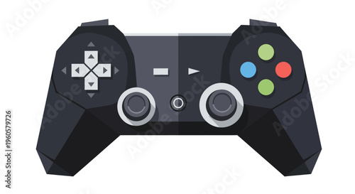 Modern Video Game Controller Isolated on White Background - Gaming Technology