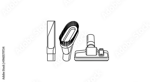 Vacuum Cleaner Attachments Set: Crevice Tool, Brush, and Floor Head