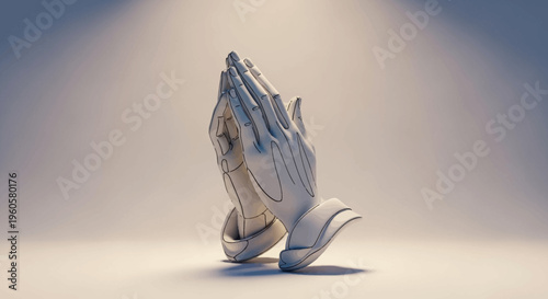 Praying Hands Sculpture with Stitched Texture, Symbol of Faith and Hope