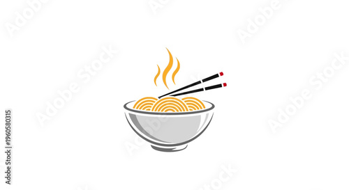 Steaming Bowl of Noodles with Chopsticks - Delicious Asian Cuisine Icon