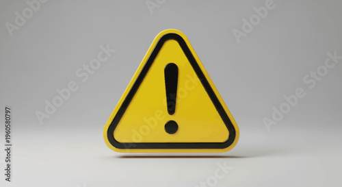 Yellow Warning Triangle Sign with Exclamation Mark, Danger Alert Symbol