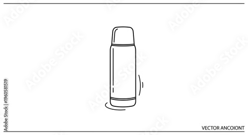 Simple black outline drawing of an insulated portable thermos bottle for hot or cold beverages