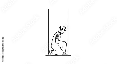 First responder kneeling in confined space, illustrating emergency worker challenges and tight