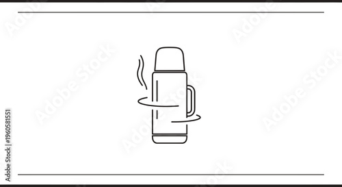 Minimalist Line Art Thermos Flask Icon Symbolizing Thermal Insulation for Beverages