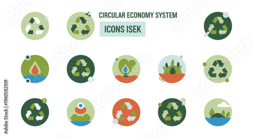 Circular Economy Recycling Sustainable Environment Icon Collection