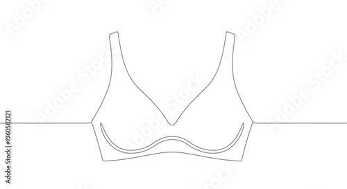 Elegant continuous line art of a brassiere depicting lingerie comfort and style with simplicity