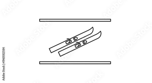 Minimalist line art icon representing a pair of skis ready for winter snow sports adventures