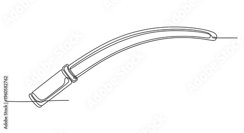 Elegant continuous line art of a farm tool for harvest, a modern minimalist sickle illustration