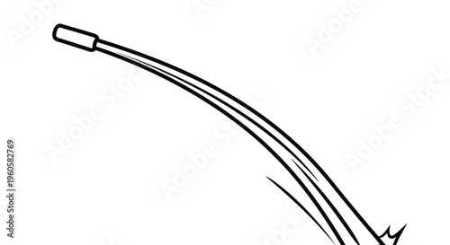 Dynamic black line art illustration capturing abstract curved trajectory with motion speed effect