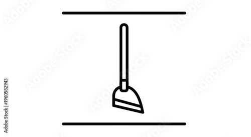 Simple vector line illustration of a traditional garden hoe used for cultivating soil and weeding