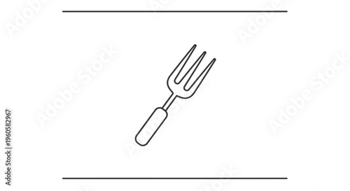 Minimalist outline illustration of a small gardening tool perfect for soil cultivation tasks and