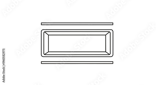 Minimalist linear graphic depicting a recessed rectangular panel with clean framing lines
