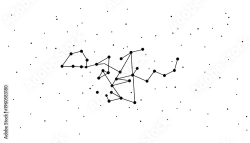 A minimalist illustration of a constellation pattern in the night sky with stars