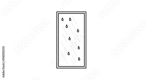 Clean graphic showing rain streaks and droplets on a window glass pane during a stormy weather event