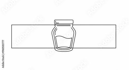 Minimalist single line drawing illustration of a sealed jar containing a liquid substance