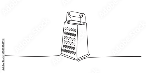 A simple drawing of a continuous line of a kitchen electric appliance. Grater continuous one line drawing.