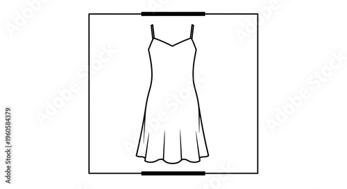Elegant minimal line drawing showcasing a classic women's sleeveless dress perfect for design