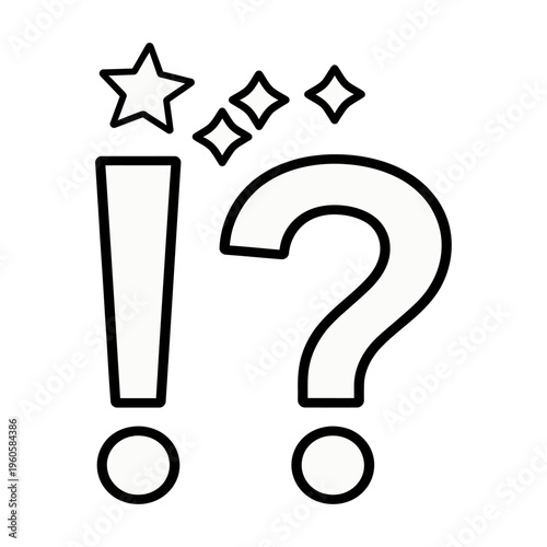 Vector features an exclamation mark and question mark with stars and sparkles