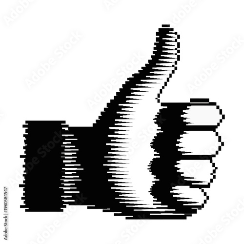 Vector thumbs up icon displayed prominently on a plain background for approval