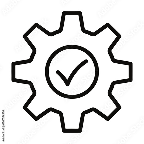 Vector of a gear with a checkmark in the center