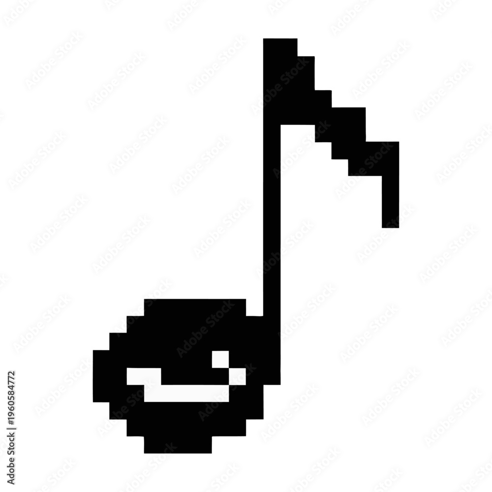 Obraz premium Vector of a pixelated musical note with a smiling face design