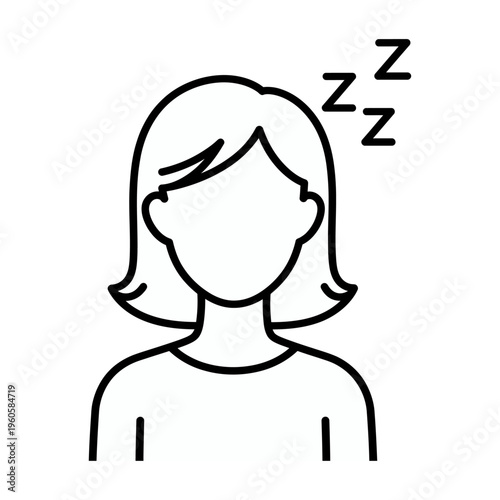 Vector of a sleeping woman with short hair dreaming peacefully