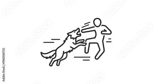 Dynamic line illustration of a defensive encounter between a person and an aggressive animal
