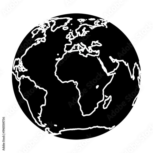 Vector of the globe focusing on continental outlines