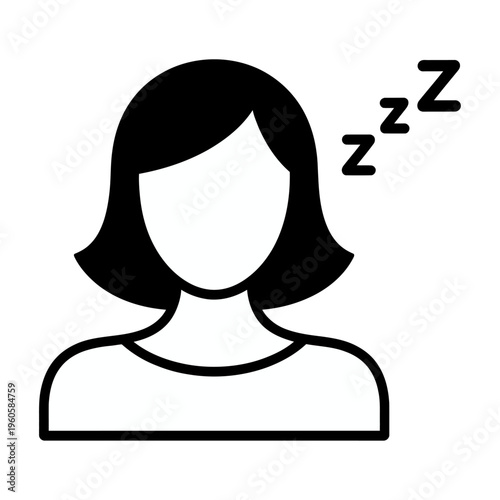 Vector of a person with short hair and sleepy expression next to floating z symbols