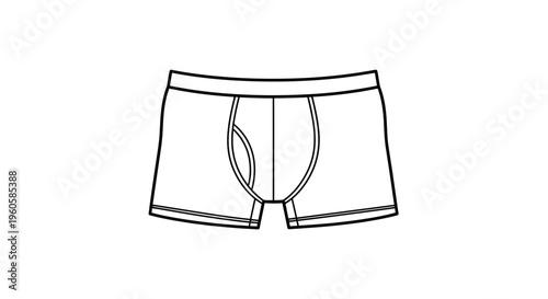 Clean vector line illustration of men's boxer briefs underwear design template