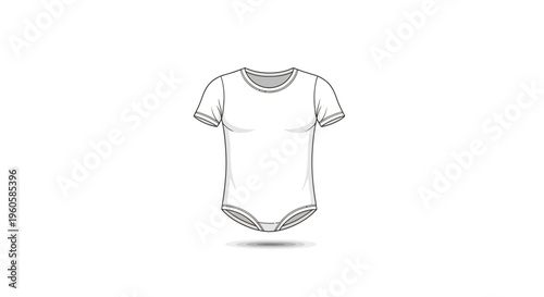 Blank white short-sleeve bodysuit vector illustration for versatile apparel design templates