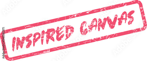 A vibrant red textured grunge stamp proudly displays the powerful words Inspired Canvas suggesting artistic creation and passion