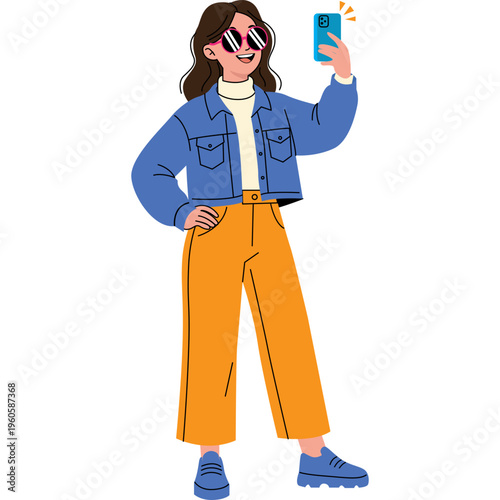 Illustration of Person Using a Mobile Phone