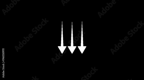 Hand drawn three white arrows pointing downward on black 
.
