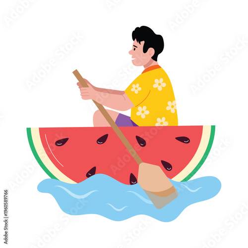 Floating On Watermelon Vector Concept illustrations EPS File 