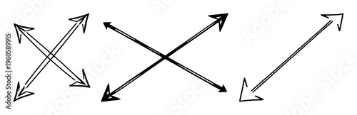 Double arrow expand set with simple line art design featuring line art, illustrations, graphic resources with vector and design elements