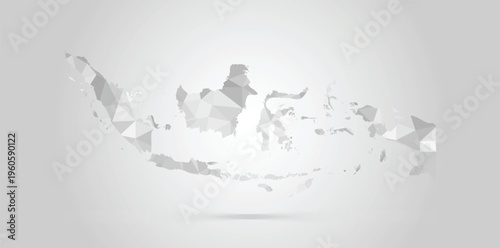 Gray Low Poly Geometric Map of Indonesia on White Background